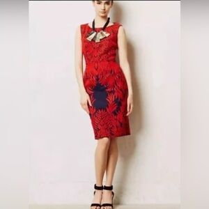 Anthropologie red and Navy dress